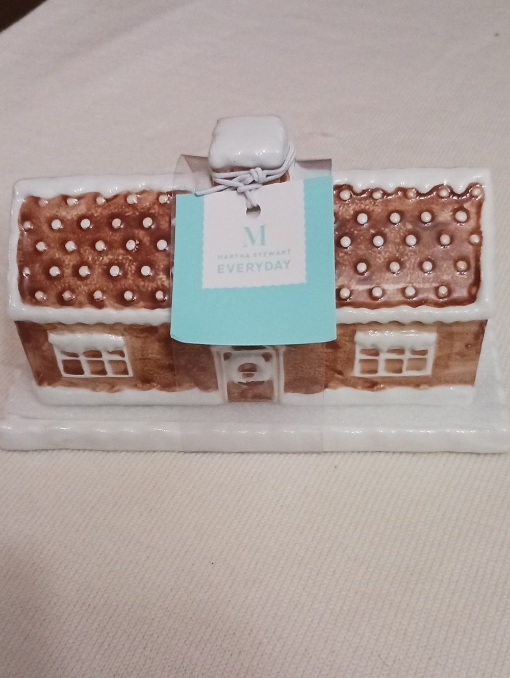 Martha Stewart Everyday Ceramic Gingerbread House Butter Dish